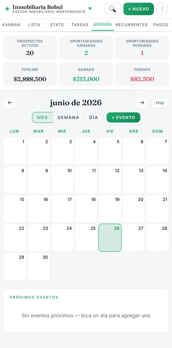 Agenda mensual integrada en Bobul